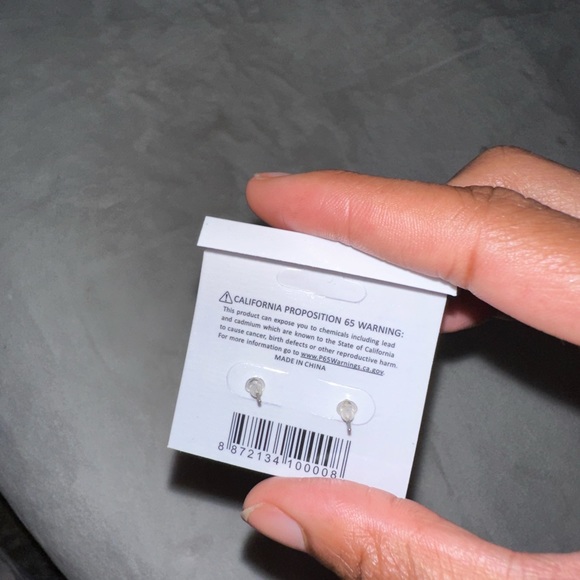 Checkered Blue and White Fashion Earrings - Picture 2 of 2